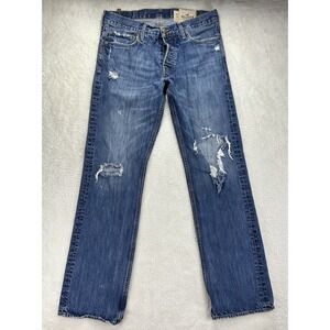 Hollister California Jeans Mens 32x34 Denim Straight Bootcut Distressed Thrashed